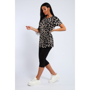 Костюм двойка женский КДЖ кулирка (р-ры: 46-62) бежевый-жираф