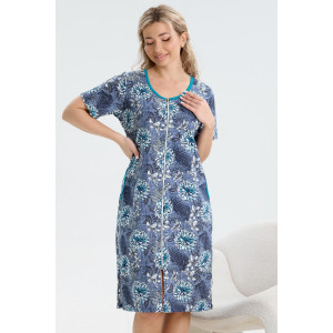 Халат женский №37002 кулирка (р-ры: 48-56) синий