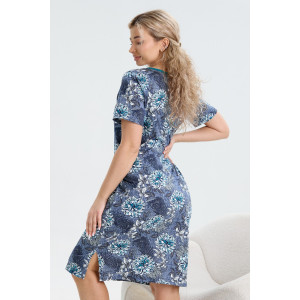 Халат женский №37002 кулирка (р-ры: 48-56) синий