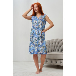 Халат женский №21618 кулирка (р-ры: 46-62) синий