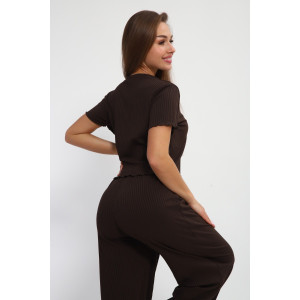 Костюм двойка женский №85557 лапша (р-ры: 42-56) шоколадный Костюм двойка женский №85557 лапша (р-ры: 42-56) шоколадный