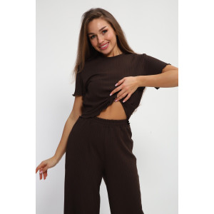 Костюм двойка женский №85557 лапша (р-ры: 42-56) шоколадный Костюм двойка женский №85557 лапша (р-ры: 42-56) шоколадный