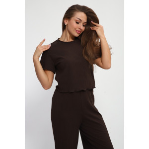 Костюм двойка женский №85557 лапша (р-ры: 42-56) шоколадный Костюм двойка женский №85557 лапша (р-ры: 42-56) шоколадный