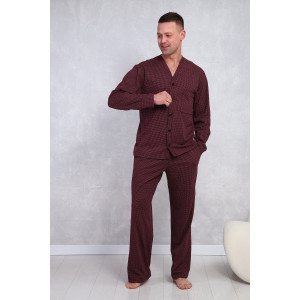 Пижама мужская №1100 кулирка (р-ры: 48-56) бордовый