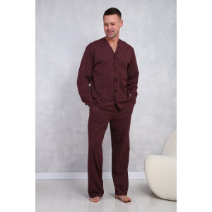 Пижама мужская №1100 кулирка (р-ры: 48-56) бордовый
