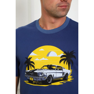 Костюм двойка мужской №1103 кулирка (р-ры: 48-56) синий