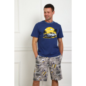 Костюм двойка мужской №1103 кулирка (р-ры: 48-56) синий