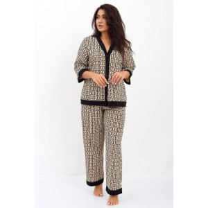 Пижама женская "Вишенки П" кулирка (р-ры: 44-52) бежевый