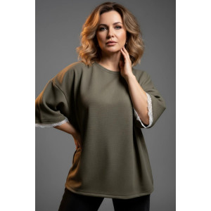 Футболка женская "Романс" трикотаж вафля (р-ры: 48-70) хаки