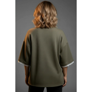 Футболка женская "Романс" трикотаж вафля (р-ры: 48-70) хаки
