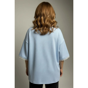Футболка женская "Романс" трикотаж вафля (р-ры: 48-70) небесный