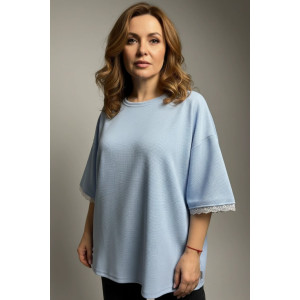 Футболка женская "Романс" трикотаж вафля (р-ры: 48-70) небесный