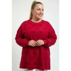 Свитшот женский "Ребека" махра жаккард (р-ры: 44-66) махра Микки бордо