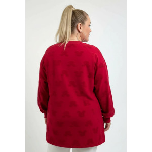 Свитшот женский "Ребека" махра жаккард (р-ры: 44-66) махра Микки бордо