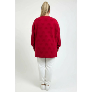 Свитшот женский "Ребека" махра жаккард (р-ры: 44-66) махра Микки бордо
