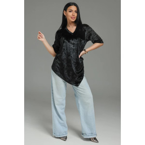 Футболка женская "Мия" бархат (р-ры: 48-62) черный