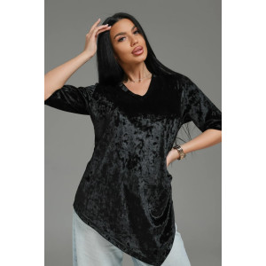 Футболка женская "Мия" бархат (р-ры: 48-62) черный