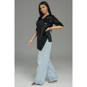 Футболка женская "Мия" бархат (р-ры: 48-62) черный