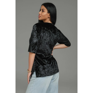 Футболка женская "Мия" бархат (р-ры: 48-62) черный