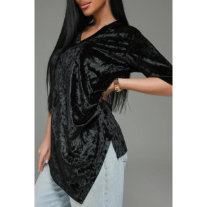 Футболка женская "Мия" бархат (р-ры: 48-62) черный