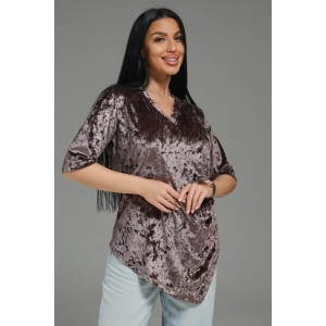 Футболка женская "Мия" бархат (р-ры: 48-62) пудра