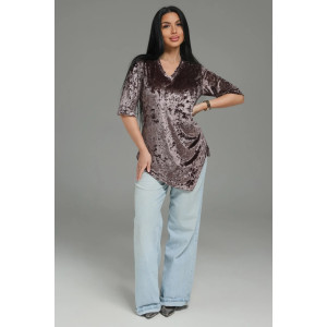 Футболка женская "Мия" бархат (р-ры: 48-62) пудра