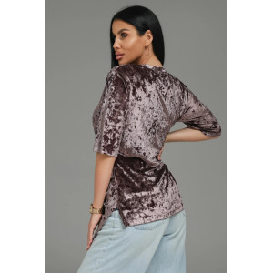 Футболка женская "Мия" бархат (р-ры: 48-62) пудра