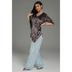 Футболка женская "Мия" бархат (р-ры: 48-62) пудра