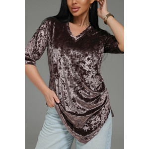 Футболка женская "Мия" бархат (р-ры: 48-62) пудра