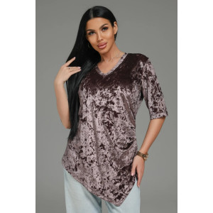 Футболка женская "Мия" бархат (р-ры: 48-62) пудра