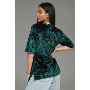 Футболка женская "Мия" бархат (р-ры: 48-62) изумруд