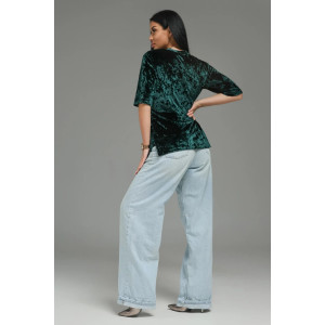 Футболка женская "Мия" бархат (р-ры: 48-62) изумруд