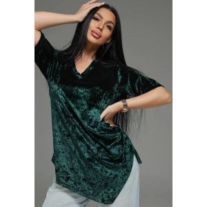 Футболка женская "Мия" бархат (р-ры: 48-62) изумруд