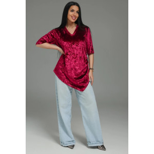Футболка женская "Мия" бархат (р-ры: 48-62) бордо