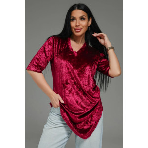 Футболка женская "Мия" бархат (р-ры: 48-62) бордо