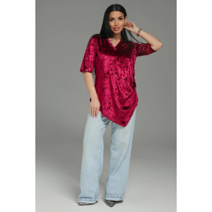 Футболка женская "Мия" бархат (р-ры: 48-62) бордо