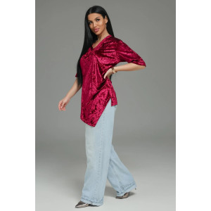 Футболка женская "Мия" бархат (р-ры: 48-62) бордо