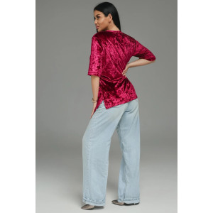 Футболка женская "Мия" бархат (р-ры: 48-62) бордо