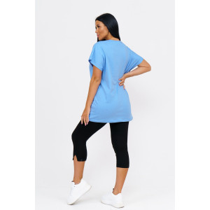 Костюм двойка женский 1654 кулирка-вискоза (последний размер) голубой 58