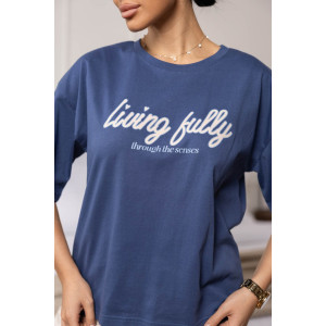 Костюм двойка женский 1975/7 кулирка (последний размер) синий-бежевый 50