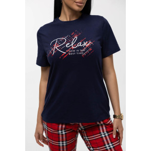 Костюм двойка женский 1470/7 кулирка (последний размер) синий-красный 44