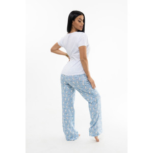 Костюм двойка женский 2000/2 кулирка (последний размер) белый-голубой 46,48