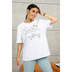 Костюм двойка женский 2064/1 кулирка-футер (последний размер) белый-ментол 48,50