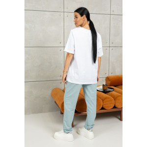 Костюм двойка женский 2064/1 кулирка-футер (последний размер) белый-ментол 48,50