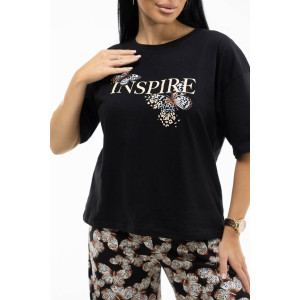 Костюм двойка женский 1958/1 кулирка (последний размер) черный-2 54