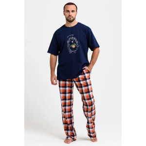 Пижама мужская "Ежик" 2275-К трикотаж (последний размер) синий 50