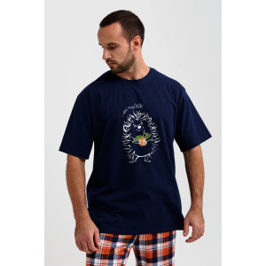 Пижама мужская "Ежик" 2275-К трикотаж (последний размер) синий 50