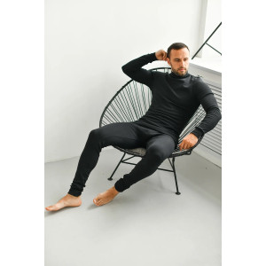 Костюм двойка мужской "Термобелье. Базовое" 2125-Рн трикотаж (последний размер) чёрный 40,52