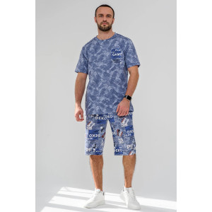 Костюм двойка мужской 2326-К "Техно" трикотажное полотно (последний размер) синий 52,54