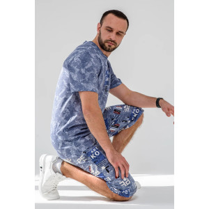 Костюм двойка мужской 2326-К "Техно" трикотажное полотно (последний размер) синий 52,54